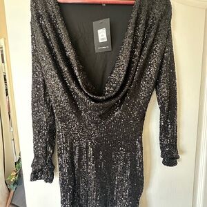 Fashion Nova Black Sequin Mini Dress